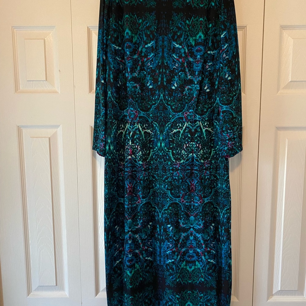 Maggy London Elegant Blue and Black Midi Dress
